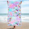 Summer No Sand Free Mermaid Beach Towel Microfiber Surf Poncho Bath Summer Swimming Fitness Yoga Swimming Sunscreen Bath Towels