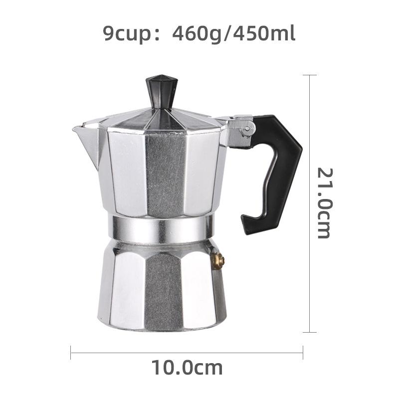 Octagonal Aluminum Moka Pot for Home, Office, or Outdoor Italian Espresso