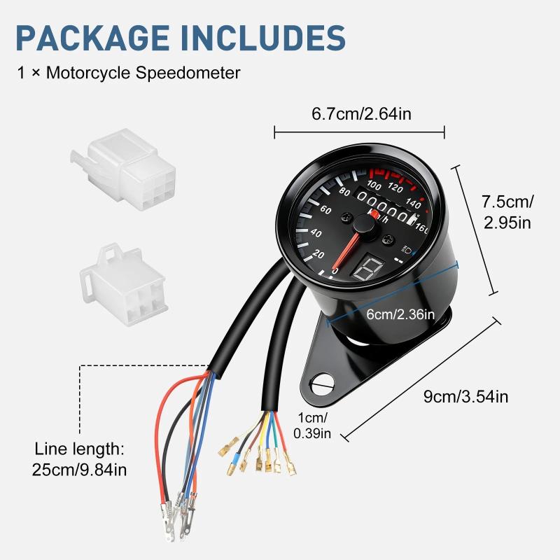 Motorcycle Universal Cafe Racer Speedometer Odometer Gauge Instrument With Led Indicator