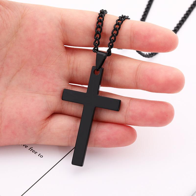 Simple Stainless Steel Cross Pendant Necklace Unisex Punk Hip Hop Charm Jewelry Gift