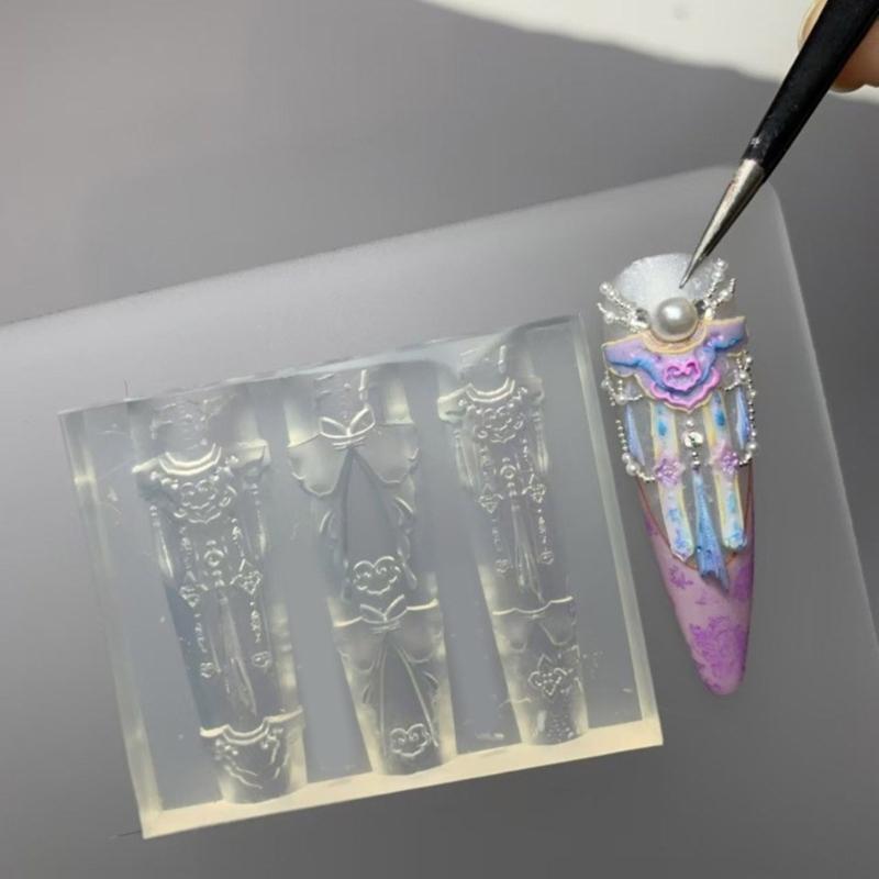 Embossed Silicone Nail Art Mould Reusable Flexible Craft Tool For Resin Jewelry Phone Case Decoration