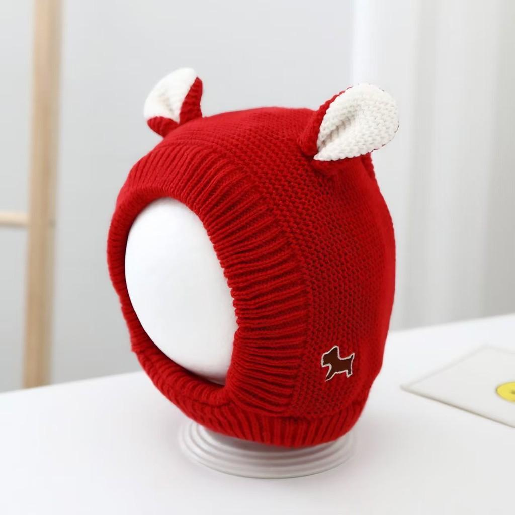 Baby Kids Knit Hat With Cute Dog And Bear Ears For Winter Warmth And Windproof Protection