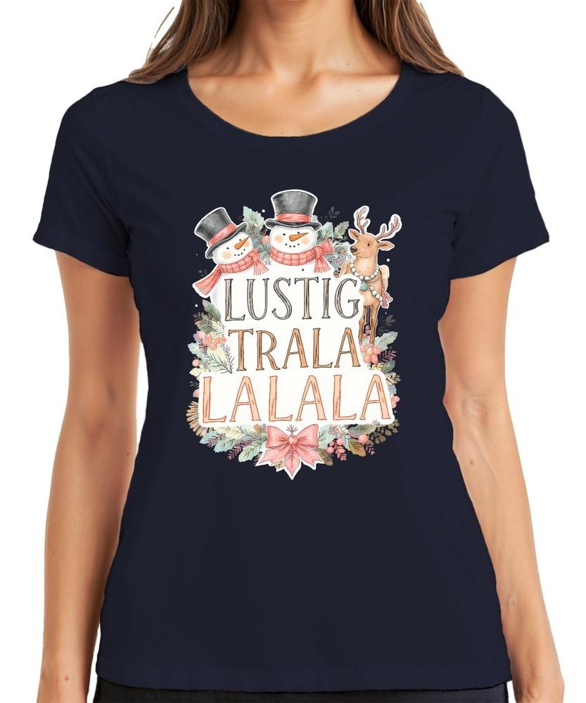 Funny Trala Lalala Christmas Snowunisex Reindeer Cute Retro Ladies TShirt S