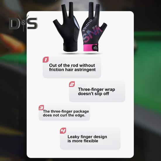 Billiard Pool Gloves 3 Finger Design Left Hand Snooker Cue Sport Glove Breathable Elastic Billiard Gloves for Men Women