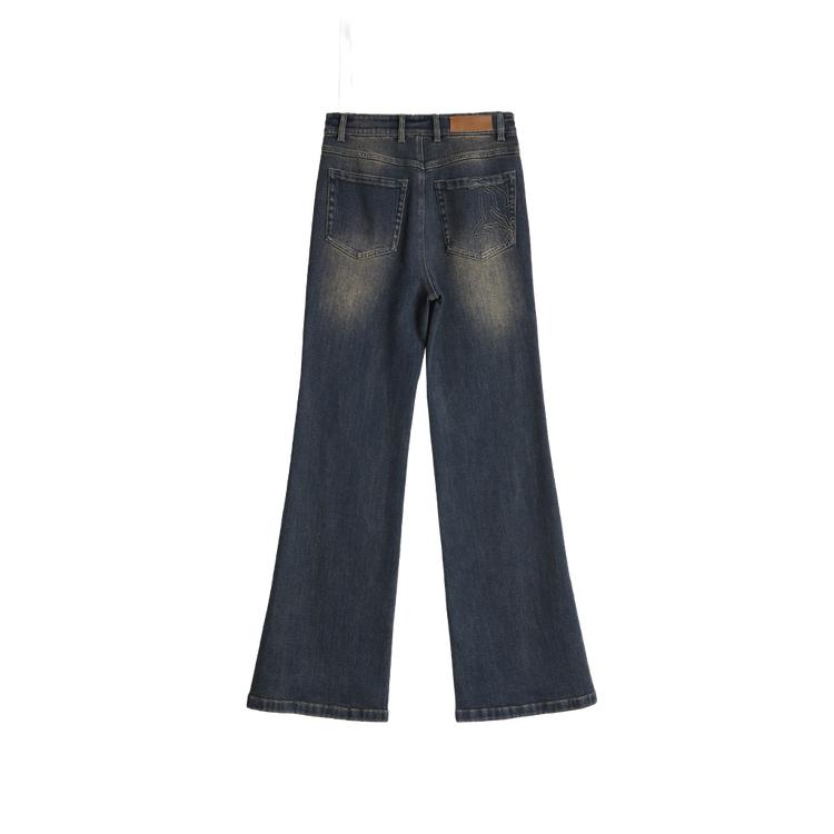 Elle American Vintage Comfortable Casual Simple Slim Flare Jeans Women bottoms Gray Blue L7CQF001