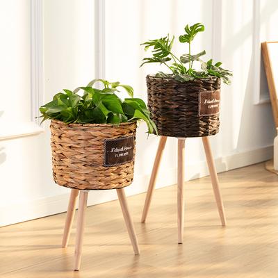 Nordisches Blumenregal, Rattan-Imitation, Blumentopf, gewebter Blumenkorb mit abnehmbaren Beinen, Pflanzenständer, Korb, Garten, Heimdekoration