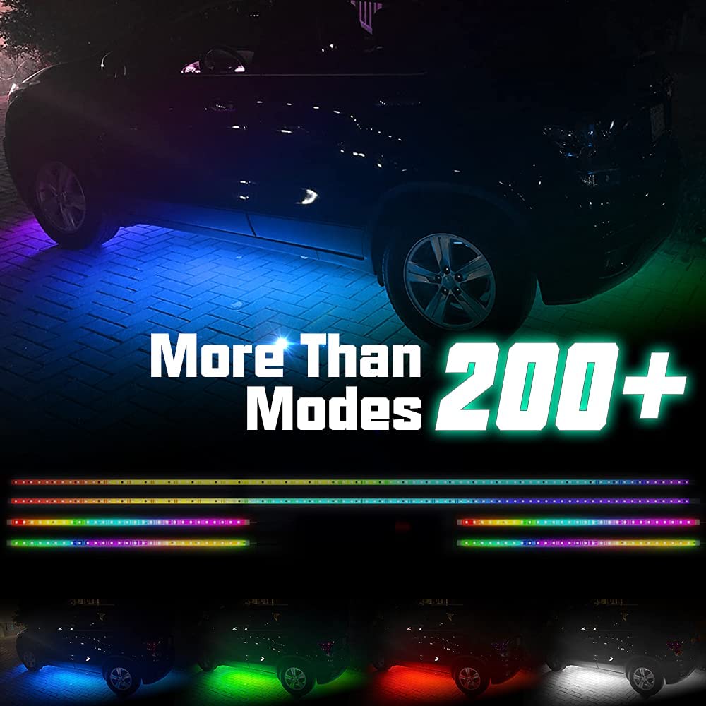 Neon LED RGB Car Underglow Bottom Light Remote/APP Control Flexible Waterproof LED Strip Car Underbody Light Decorative Lamp