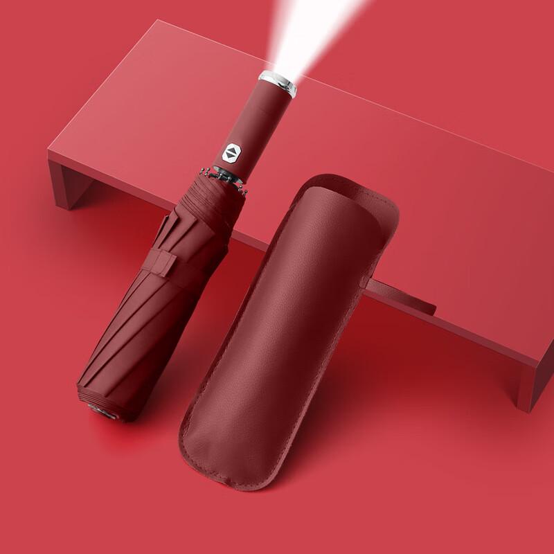 OIMG Rotating Flashlight Auto-Open Folding Umbrella