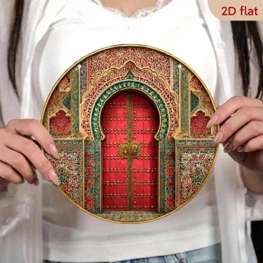 Metal Wall Art Moroccan Arabian Geometric Aluminum Poster 8x8 Inch Waterproof for Living Room