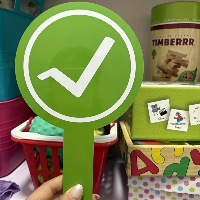 "1/2pcs Double-Sided PVC Handheld Response Cards - 'Correct' & 'Wrong' Signs for Classroom Teaching, Family Games, "