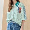 MAXZA Stripe Knit Collar Shirt Blouse Zd07qb005on