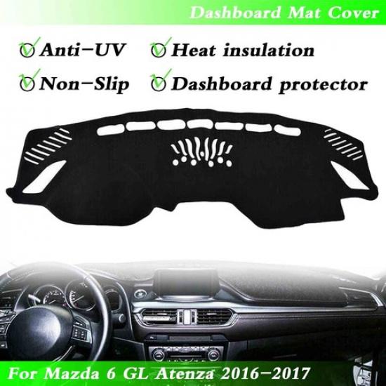 1pc Black Dashmat Dashboard Mat Cover Anti-Sun For Mazda 6 GL Atenza 2016 2017