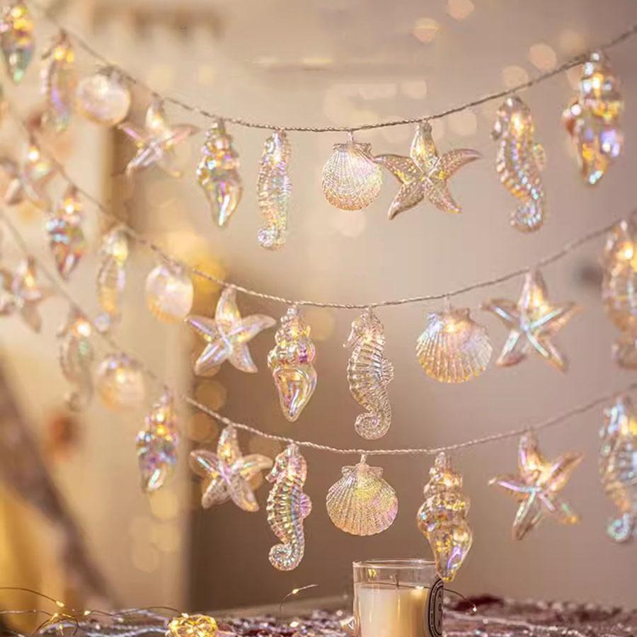 3M 20 LED Nautical Theme Ocean Beach String Lights Seahorse Sea Turtle Starfish Shell Fairy Light Christmas Garland Light
