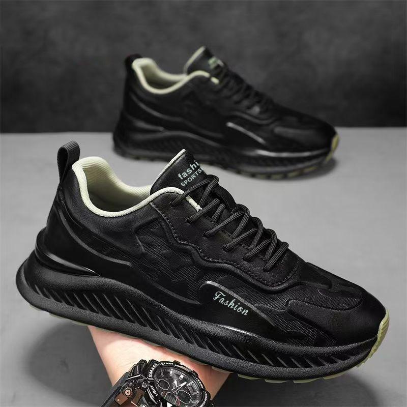 New men's sports single shoes platform sole heightening versatile casual running trendy shoes breathable black men