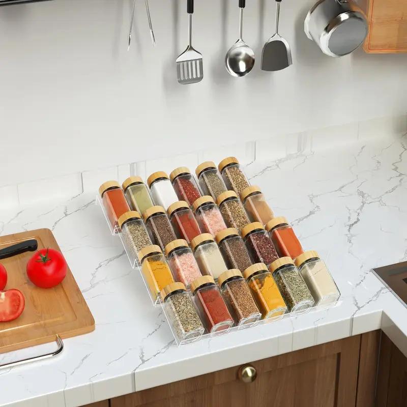 Organizador de Cajón para Especias de Cocina de 4 Niveles Acrílico Expandible Estante para Botellas de Condimentos Ahorro de Espacio Almacenamiento en Gabinete y Encimera