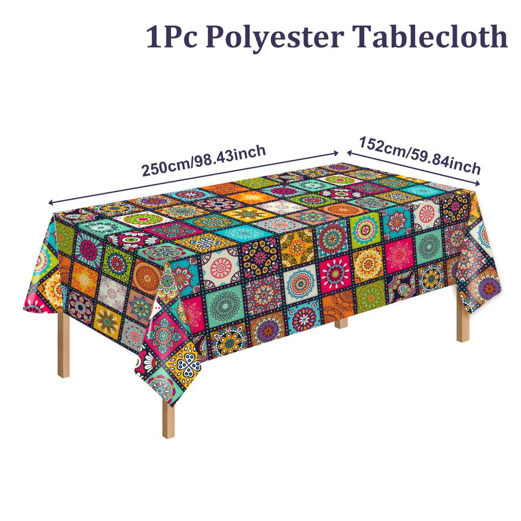 Mandala Bohemia Style Tablecloth Boho Birthday Party Decoration Kitchen Dining Table Colorful Table Cover Baby Shower Supplies