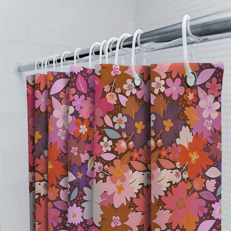 Blumen Duschvorhang Botanisches Muster Badezimmer Dekoration Natur Thema Wasserdichter Stoffeinsatz Vintage Stil Modernes Bauernhaus Zuhause