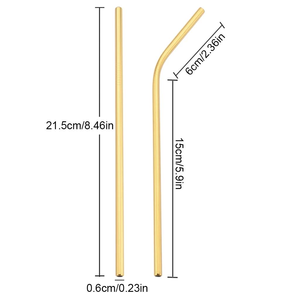 3Pcs Stainless Steel Straws Reusable Metal Drinking Straws With Cleaner Brush Set Eco Friendly Straws for Cocktail Bar Accessory