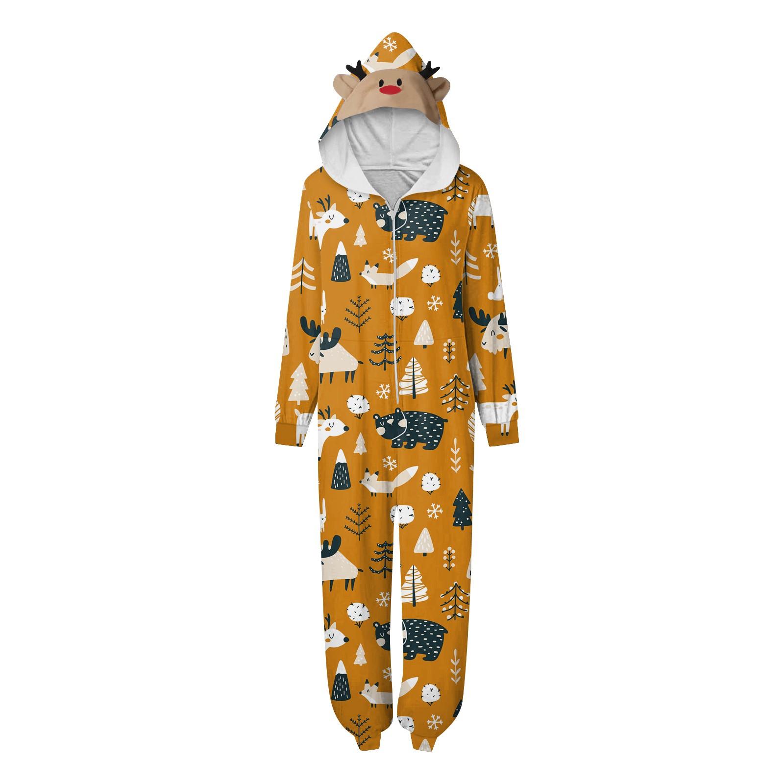 

Комплект комбинезона на молнии с капюшоном и длинными рукавами для всей семьи с рождественским принтом S