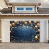Un elegante fondo de poliéster con globos y estrellas azules y doradas, decoración multifuncional para la boda