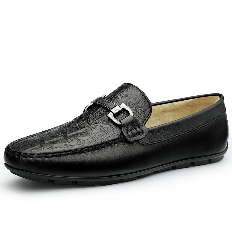 The first layer of cowhide is one pedal, lazy beanie shoes, men's British casual leather shoes, breathable business large size shoes are comfortable