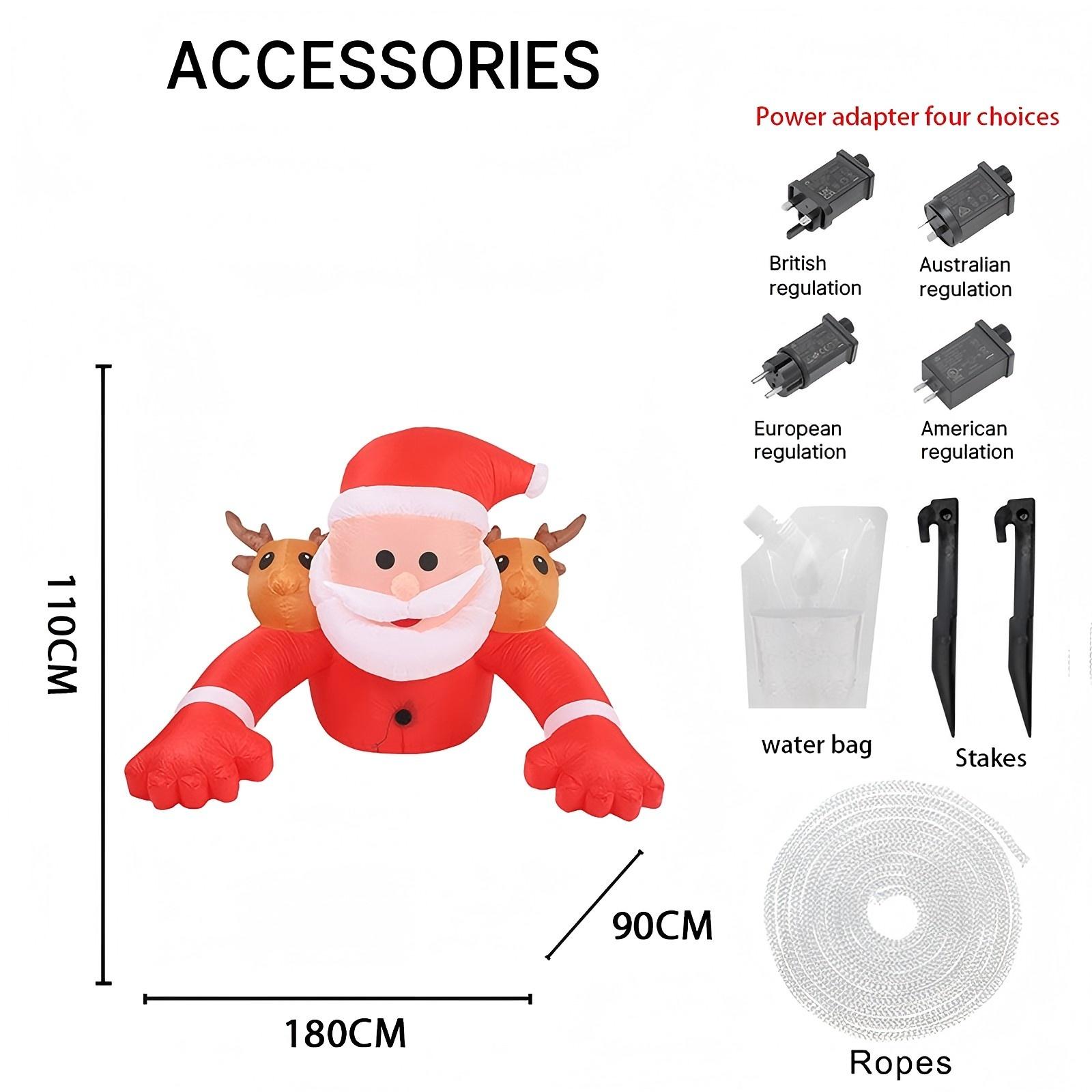 

5.91FT Inflatable Toy Santa Climb Wall Reindeer with LED Lit Xmas Yard Lawn Party Decoration Christmas Home Supplie Ornament EU