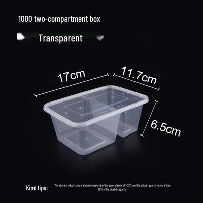 Handun Disposable 2-Compartment Lunch Boxes with Lids, 100 Sets