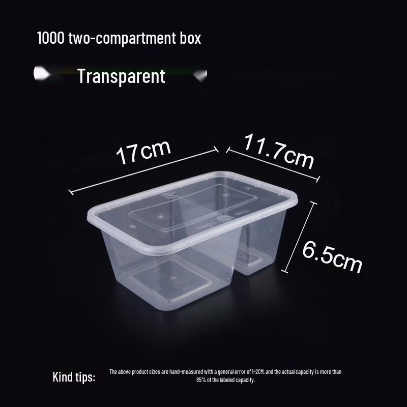 Rectangular Disposable Two-Compartment Food Container