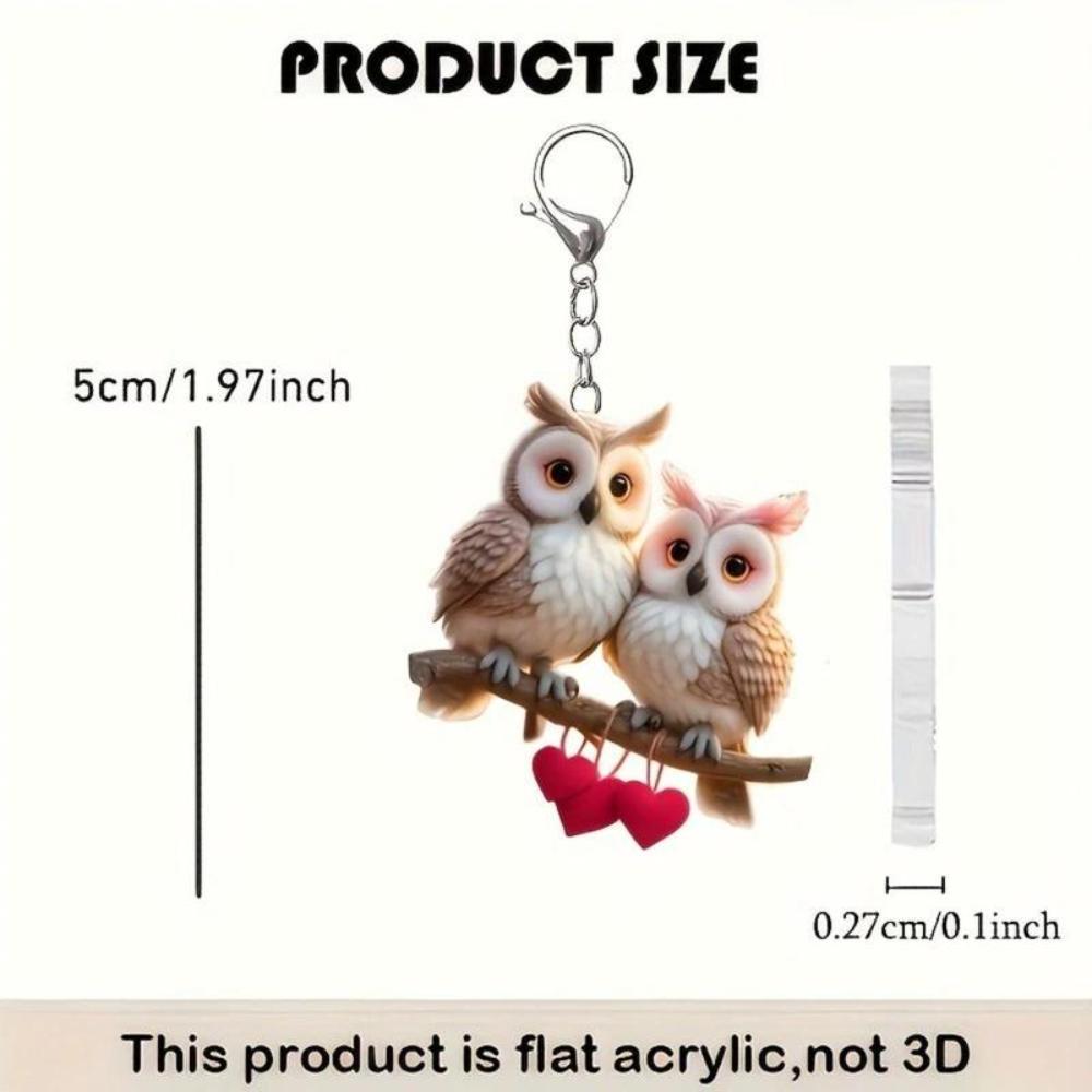 Flat Owl Keychain Acrylic Rearview Mirror Hanging Ornament Gifts Car Ornament Car Interior Decor