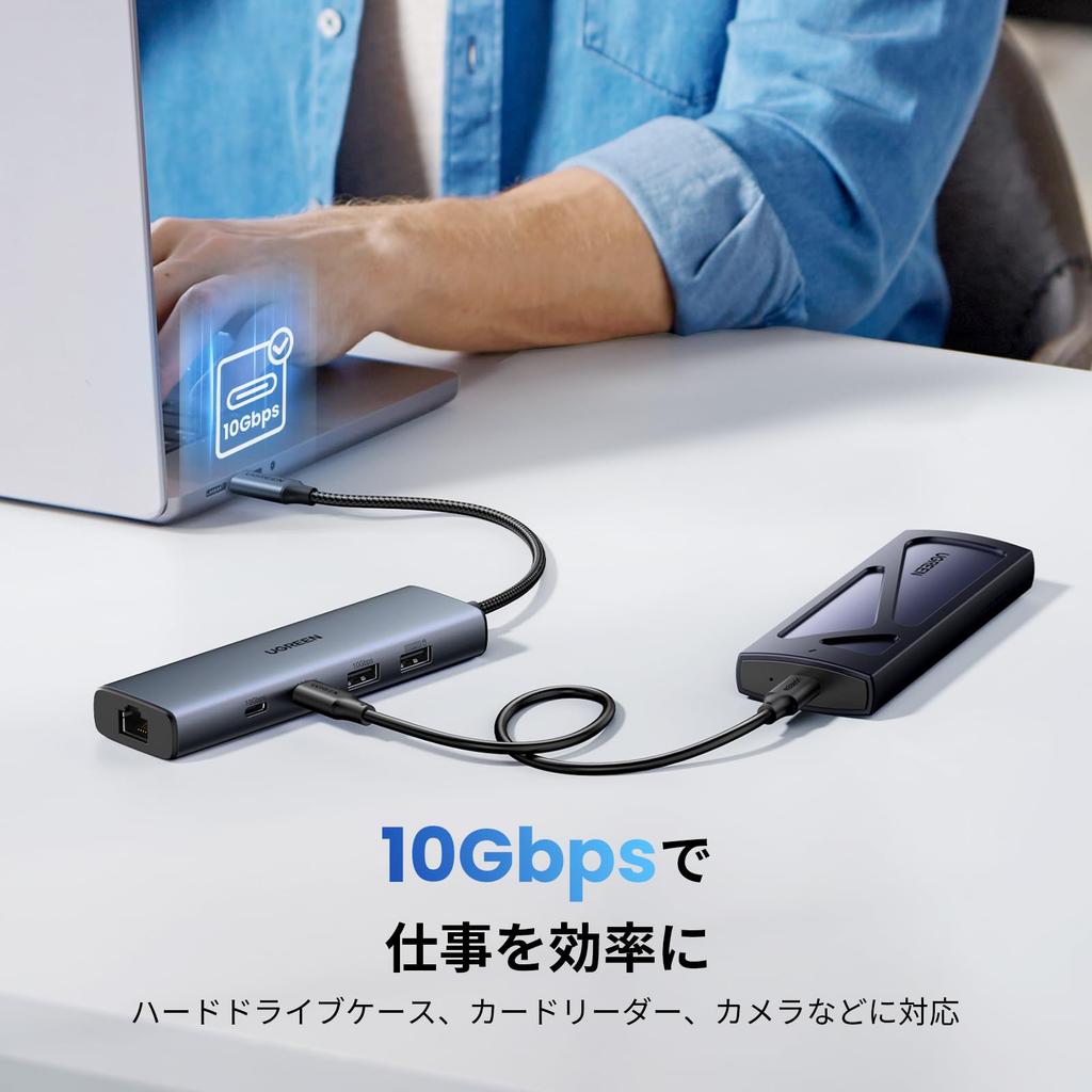 UGREEN USB C Wired LAN LAN Hub with LAN to RJ45 Gigabit Ethernet 10Gbps Super Fast 2 Type C 2 USB A Compatible with Mac and LAN Network Adapter