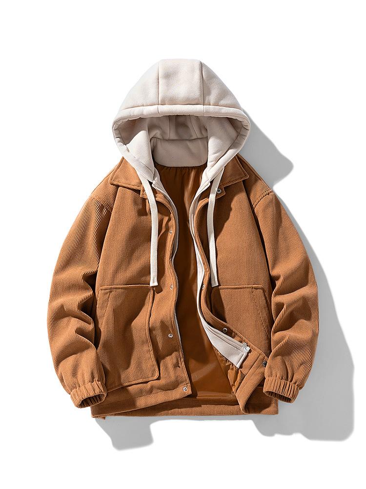 Fake Two Casual Coats Men's Spring New Large Size Loose Tooling Cotton Clothes