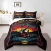 3 Piece Bedding Set with Duvet Cover and 2 Pillowcases - Guns N Roses Skateboard Skeleton Sunset Print - Retro Rock Decor for Fans