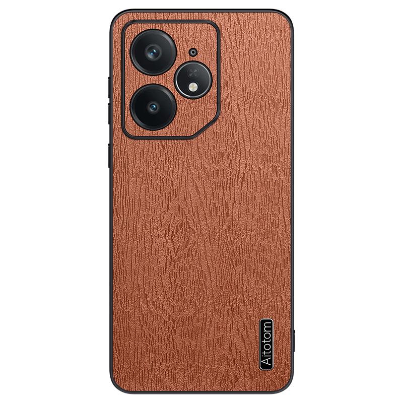 For Realme Neo7 5G Case Wood Texture PU Leather Coated PC TPU Phone Cover