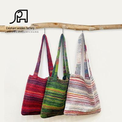 Vintage Farbverlauf Gestrickte Handtasche – Japanischer & Amerikanischer Stil mit Koreanischem Kreativem Design