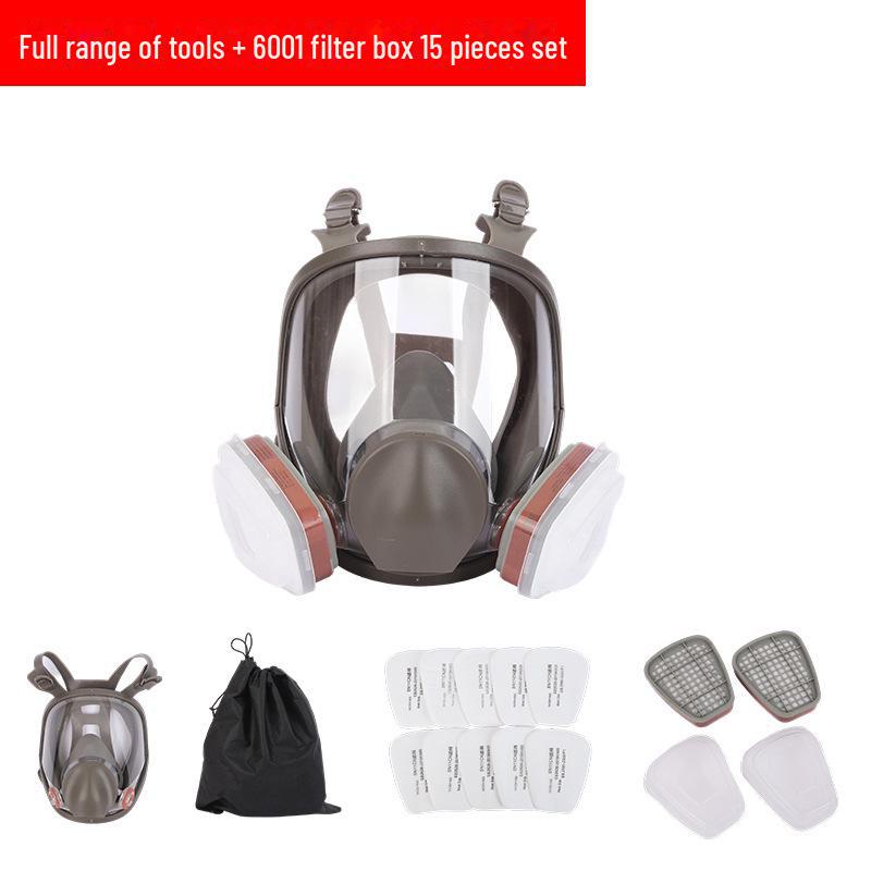 Full Face Silicone Gas Mask for Spray Painting, Chemical Pesticide Protection, Anti-Gas Filter, Wide View.