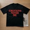 2026 Men Emotions Never Die Text Graphic T Shirt Red Distressed Font Streetwear Crewneck Tee