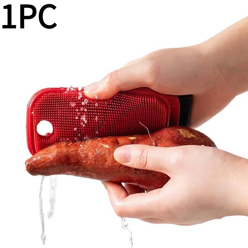 1PC Kitchen Fruit and Vegetable Cleaning Brush, Flexible Multifunctional Sink Cutting Board Gap Brush красный