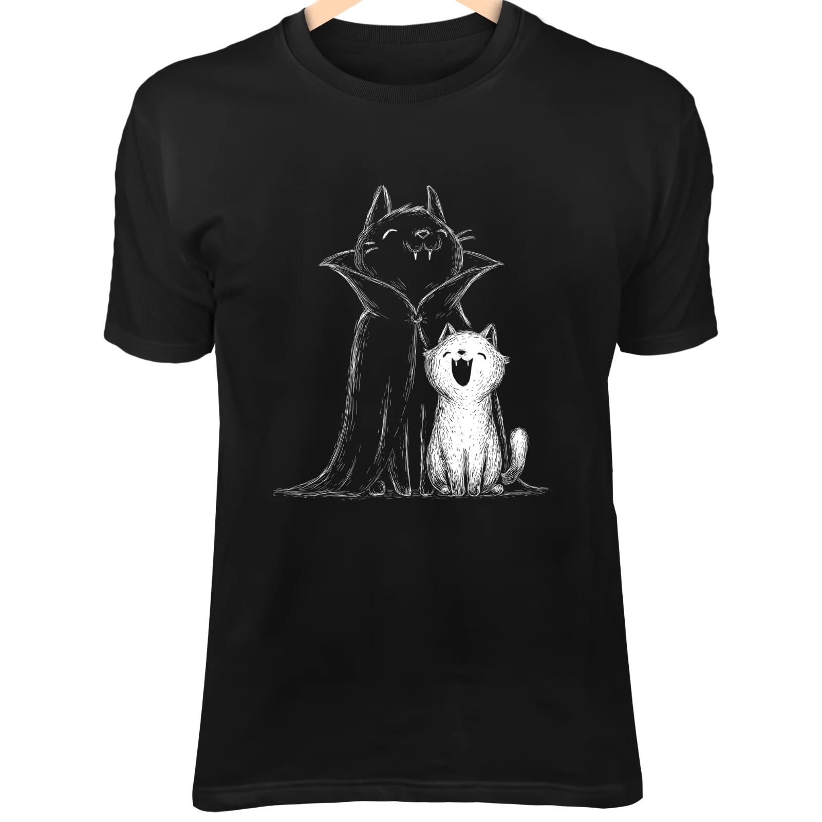 Halloween Vampire Dog & Cat Line Art - Cute Minimalist Cartoon in Spooky Kawaii XL