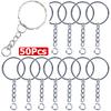 50 Stück Silberbeschichtete Metall Leere Schlüsselanhänger Schlüsselanhänger Sprengring Schlüsselanhänger Schlüsselhalter Ringe Damen Herren DIY Schlüsselanhänger Schlüssel Zubehör