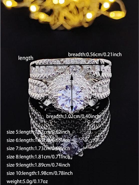 New Double-Layer Micro-Inlaid Zircon Ring Set - Luxury Party Wedding Band R5080