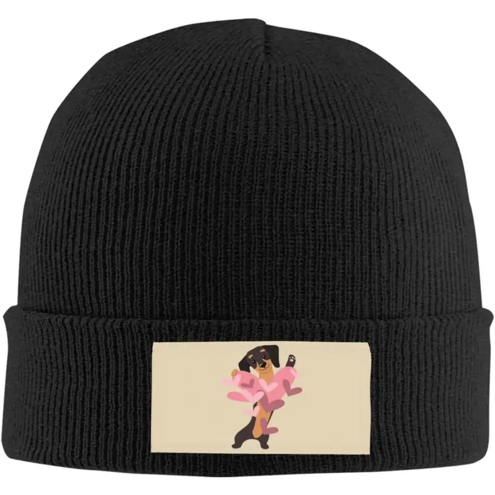 New Lovely Dachshund For You Love Funny Knit Hats For Unisex And Women Winter Soft Cozy Warm Stretch Thick Trendy Beanies Hat