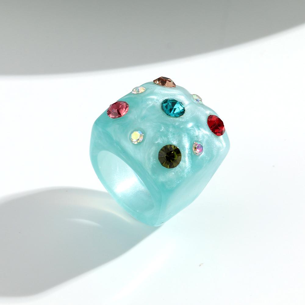 New Sweet Colorful Chunky Acrylic Finger Rings for Women Girl Trendy Resin Crystal Square Stackable Ring Minimalist Jewelry Gift