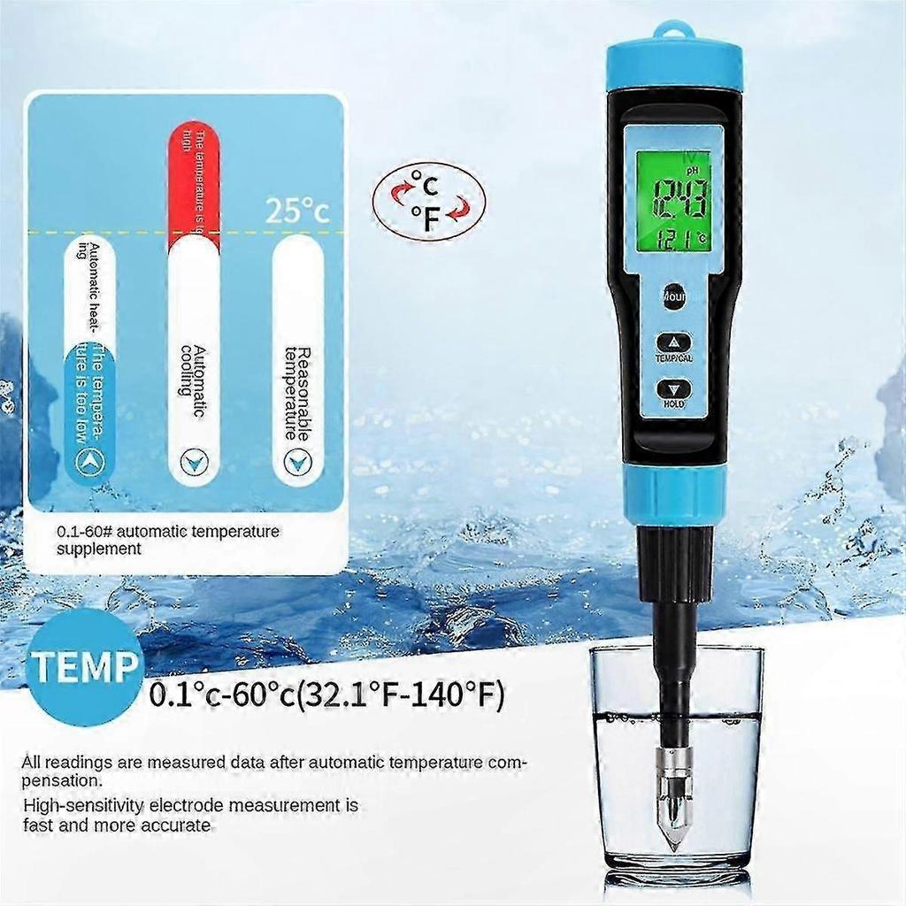 High-Precision pH Meter 0.00-14.00 for Meat, Canning, and Acidity Testing with Temperature Sensor