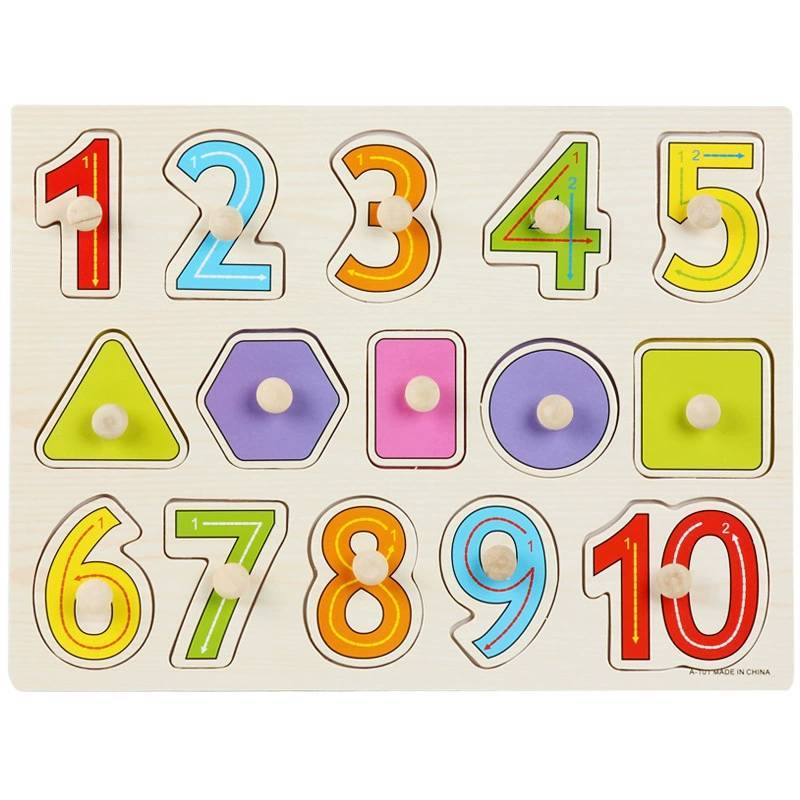 Wooden Childrens Number And Letter Puzzle Blocks Educational Toy For Early Learning