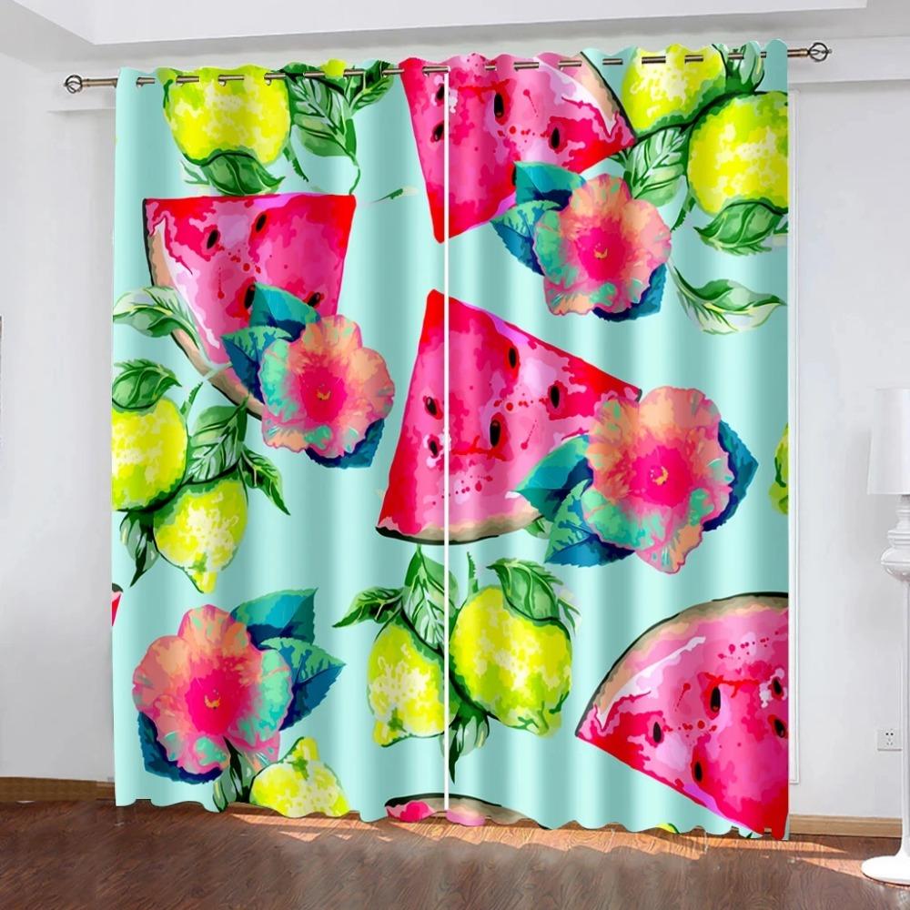 Aquarell Eis am Stiel Frucht Künstlerischer Verdunkelungsvorhang für Schlafzimmer Wohnzimmer Badezimmer Küche Tür Hohe Verdunkelung Heißes Muster