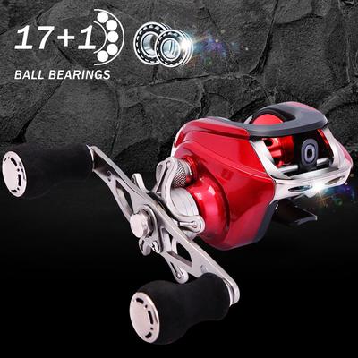 Baitcasting Fishing Reel Magnetic Brack Stainless Steel Spool 17+1 Ball Bearing Gear Ratio 6.3:1