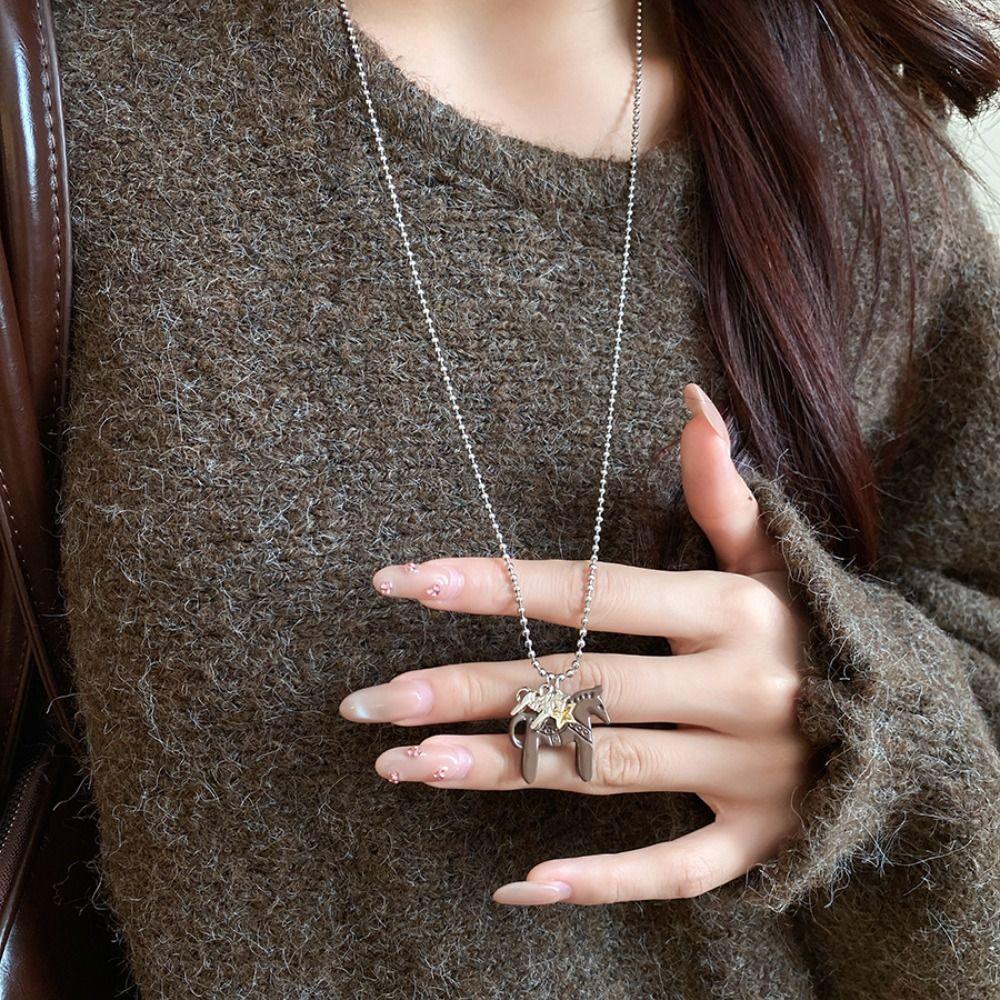 Plated Beads Chain Chokers Funny Zodiac Animal Necklaces Horse Pendant Necklaces Jewelry Gift