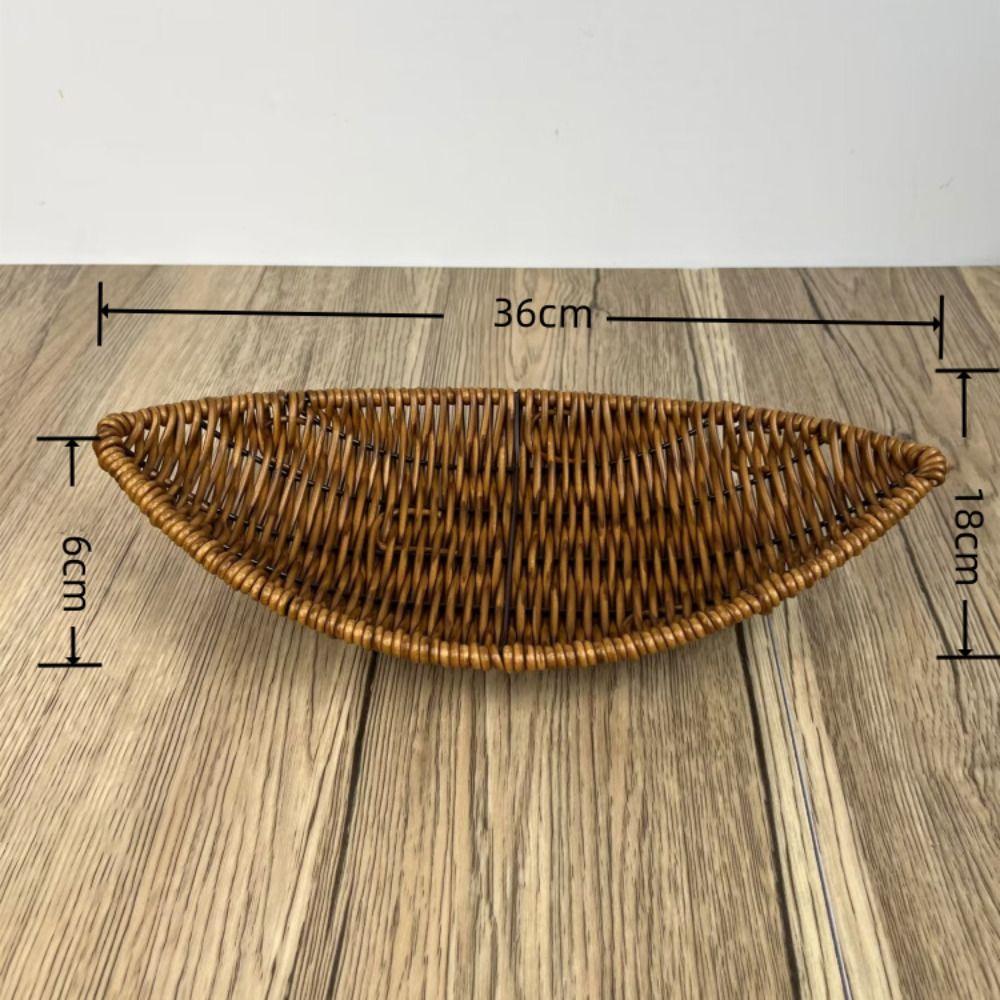 Hand-Woven Food Plate Vintage Wicker Basket Durable Bread Tray