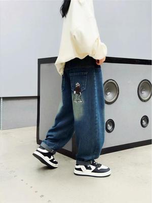 2025 Jungen Trendjeans: Dünne Gerade Bein Freizeithose für Frühling & Herbst - Lockere Passform für Mittlere & Große Kinder