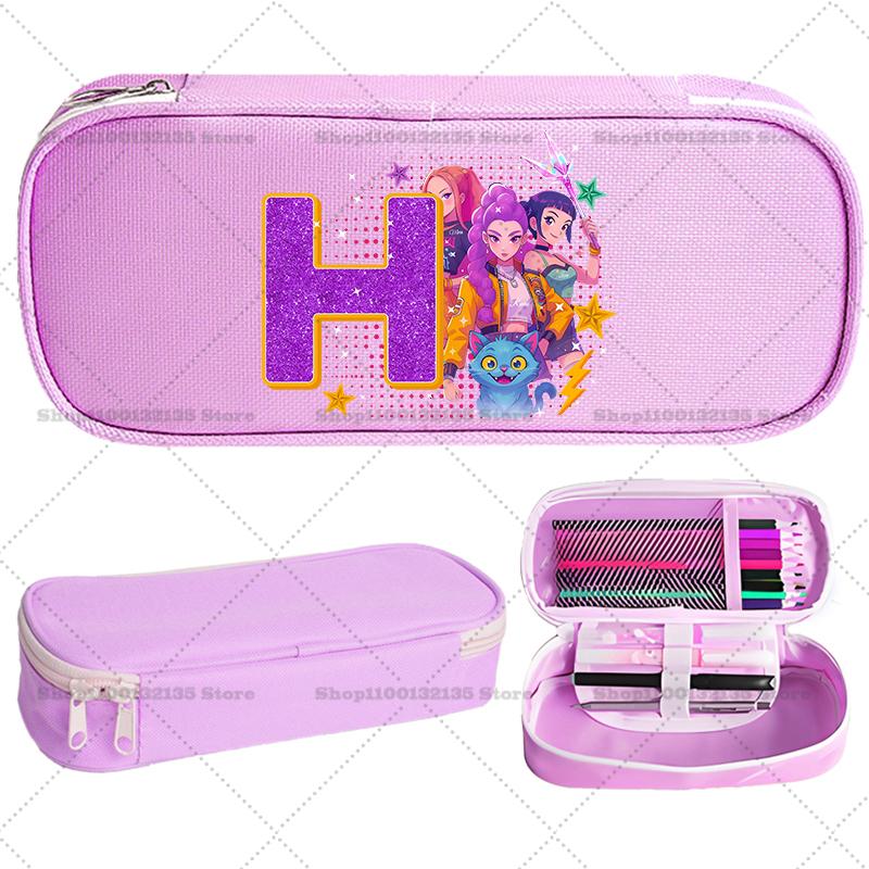 Kpop Demon Hunter Children Pencil Box Cartoon letter Student School Supplies Stationery Kids Penbag Pencilcase Kawaii Boys Gift